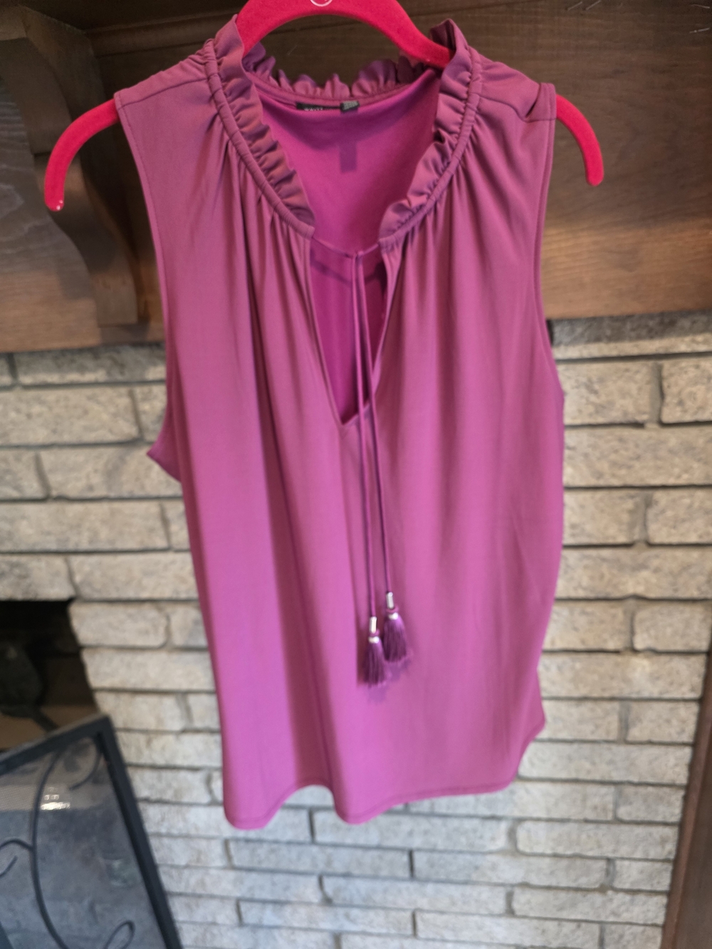 White House Black Market Magenta Tie-Neck Sleeveless Camisole - Picture 2 of 6